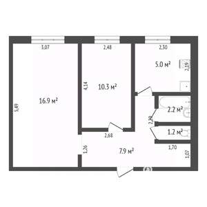 2-к квартира, вторичка, 45м2, 2/9 этаж