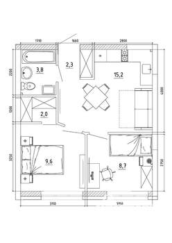 2-к квартира, вторичка, 44м2, 3/8 этаж