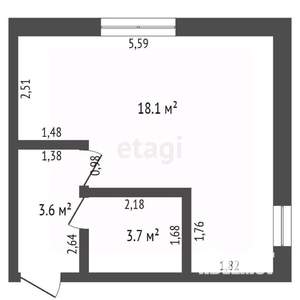 1-к квартира, вторичка, 28м2, 3/3 этаж