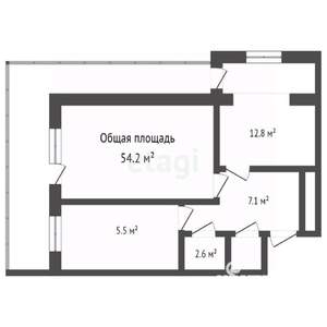 2-к квартира, вторичка, 54м2, 4/5 этаж