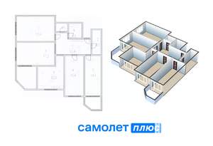 4-к квартира, вторичка, 95м2, 9/12 этаж