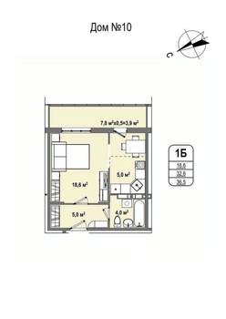 1-к квартира, строящийся дом, 37м2, 6/16 этаж