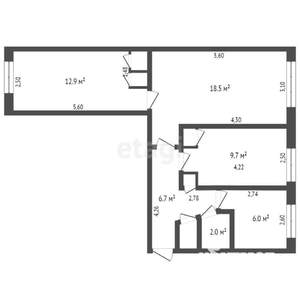 3-к квартира, вторичка, 59м2, 1/5 этаж