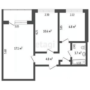 2-к квартира, вторичка, 45м2, 5/9 этаж