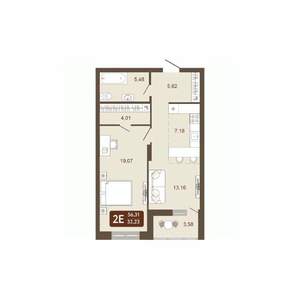2-к квартира, вторичка, 56м2, 10/20 этаж