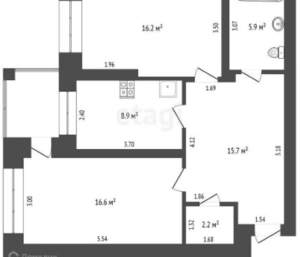 2-к квартира, вторичка, 66м2, 5/5 этаж