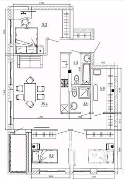 3-к квартира, вторичка, 88м2, 4/15 этаж