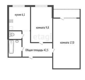 2-к квартира, вторичка, 43м2, 4/9 этаж