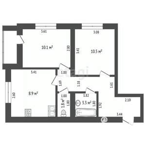 3-к квартира, вторичка, 49м2, 12/16 этаж