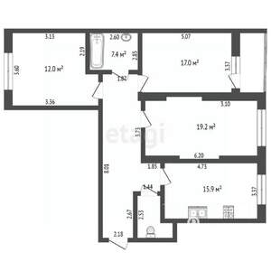 3-к квартира, вторичка, 102м2, 5/9 этаж