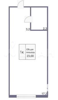 1-к квартира, вторичка, 23м2, 1/9 этаж