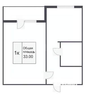 1-к квартира, вторичка, 33м2, 2/5 этаж
