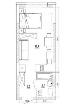 1-к квартира, вторичка, 26м2, 2/8 этаж
