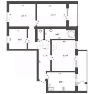 4-к квартира, вторичка, 110м2, 4/12 этаж
