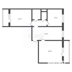 4-к квартира, вторичка, 62м2, 8/9 этаж