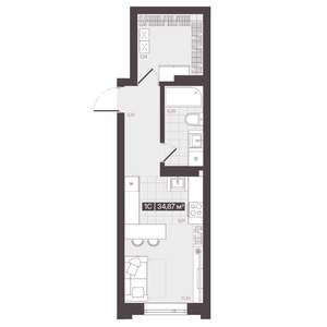 1-к квартира, вторичка, 35м2, 5/16 этаж