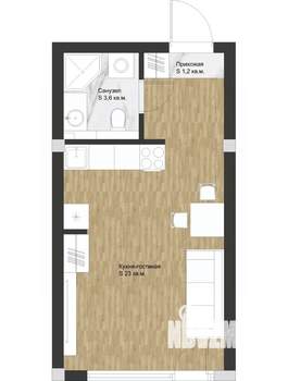 Студия квартира, вторичка, 29м2, 2/6 этаж