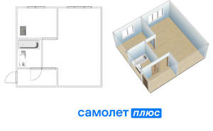 1-к квартира, вторичка, 33м2, 2/5 этаж