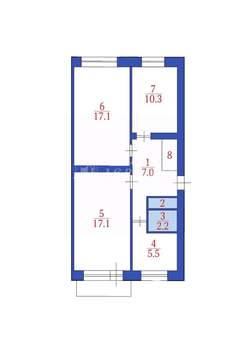 3-к квартира, вторичка, 61м2, 2/5 этаж