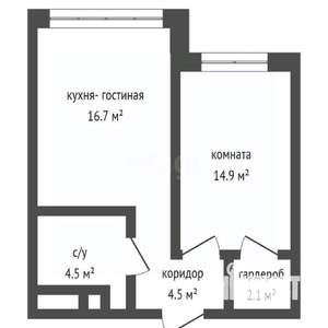 2-к квартира, вторичка, 44м2, 10/16 этаж