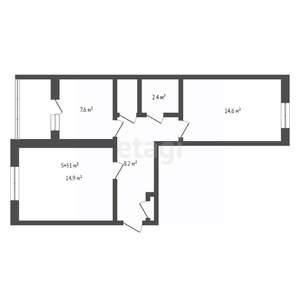 2-к квартира, вторичка, 51м2, 4/5 этаж