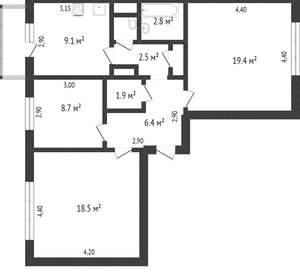 3-к квартира, вторичка, 68м2, 4/10 этаж