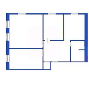 3-к квартира, вторичка, 60м2, 1/2 этаж