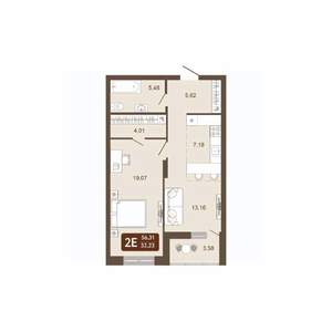 2-к квартира, вторичка, 56м2, 8/20 этаж