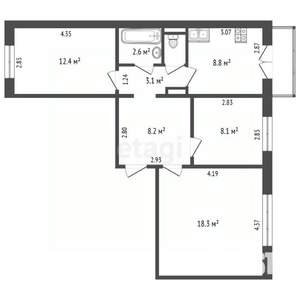 3-к квартира, вторичка, 63м2, 5/10 этаж