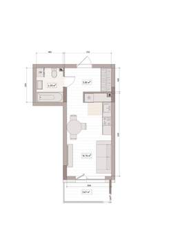 Студия квартира, вторичка, 28м2, 4/15 этаж