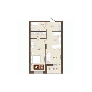 2-к квартира, вторичка, 56м2, 7/20 этаж