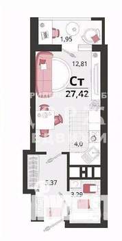 Студия квартира, вторичка, 27м2, 6/19 этаж