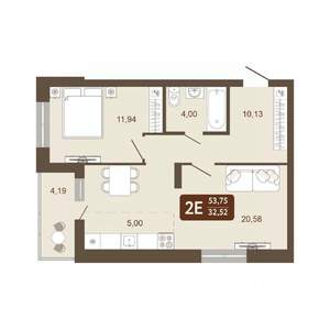 2-к квартира, вторичка, 54м2, 2/20 этаж