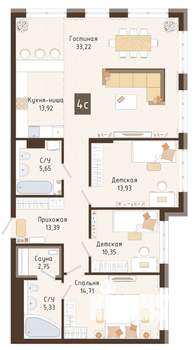 3-к квартира, вторичка, 114м2, 3/7 этаж