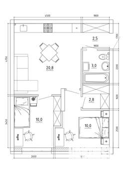 2-к квартира, вторичка, 51м2, 2/8 этаж