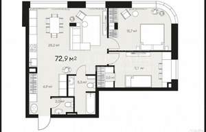 3-к квартира, сданный дом, 74м2, 3/15 этаж