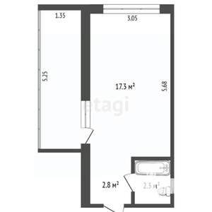 Студия квартира, вторичка, 22м2, 6/9 этаж