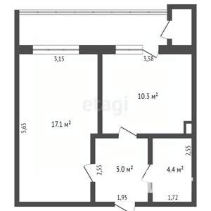 1-к квартира, вторичка, 43м2, 1/6 этаж