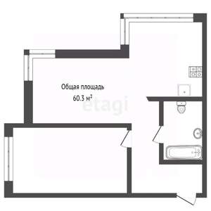 2-к квартира, вторичка, 60м2, 15/18 этаж