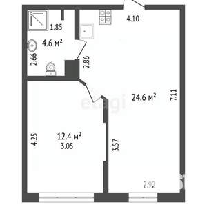 2-к квартира, вторичка, 42м2, 1/5 этаж