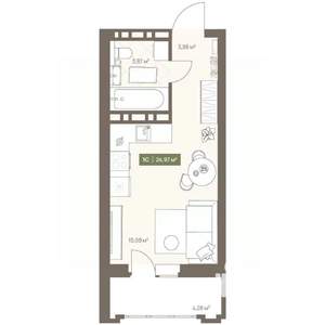 Студия квартира, вторичка, 25м2, 8/16 этаж