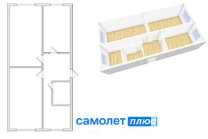 3-к квартира, вторичка, 61м2, 1/5 этаж