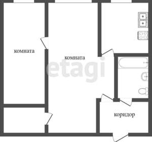 2-к квартира, вторичка, 43м2, 1/5 этаж