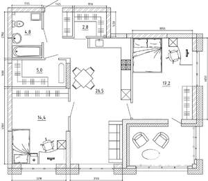 3-к квартира, вторичка, 86м2, 2/15 этаж