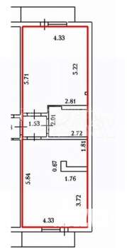 2-к квартира, вторичка, 56м2, 6/9 этаж
