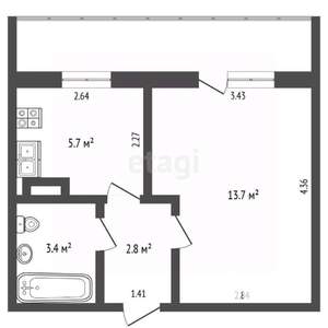 1-к квартира, вторичка, 26м2, 10/10 этаж