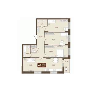 4-к квартира, вторичка, 108м2, 6/20 этаж