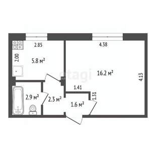 1-к квартира, вторичка, 29м2, 1/10 этаж