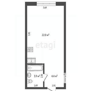 Студия квартира, вторичка, 31м2, 4/15 этаж