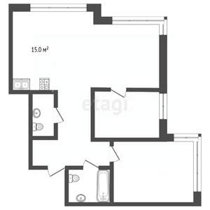 2-к квартира, вторичка, 69м2, 1/14 этаж